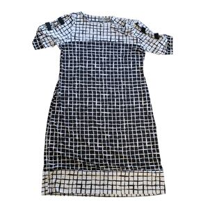 JM Winded Grid Stretch Black and White Dress Medium, Light Weight NWT